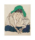 Crouching Woman with Green Headscarf, 1914 by Egon Schiele