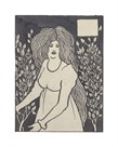 Long-haired Woman in Front of Tall Rosebushes by Aubrey Beardsley