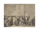 The Public in the Salon of the Louvre, Viewing the Painting of the "Sacre" by Louis Leopold Boilly