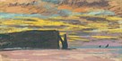 Aiguille and Porte d’Aval, Étretat, Sunset, c.1883-85 by Claude Monet