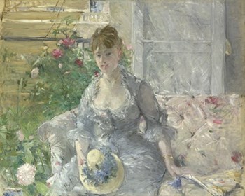 Young Woman Seated on a Sofa Print by Berthe Morisot