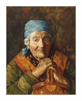 An Old Woman (Study) Fine Art Print by Girolamo Nerli