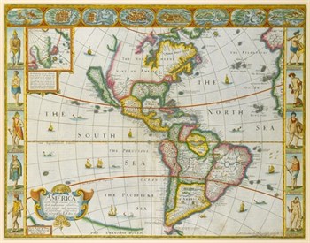 America, 1626 Fine Art Print by John Speed