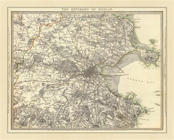 The Environs of Dublin Map, 1837 Fine Art Print by John Rocque